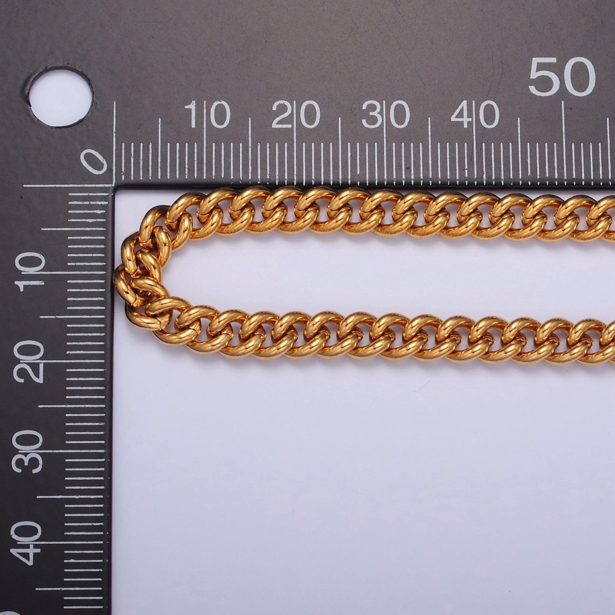 Curb Link Unfinished Chain, 5.3mm 24k Gold Filled Chain 19.5 inch long | WA-1393 Clearance Pricing - DLUXCA