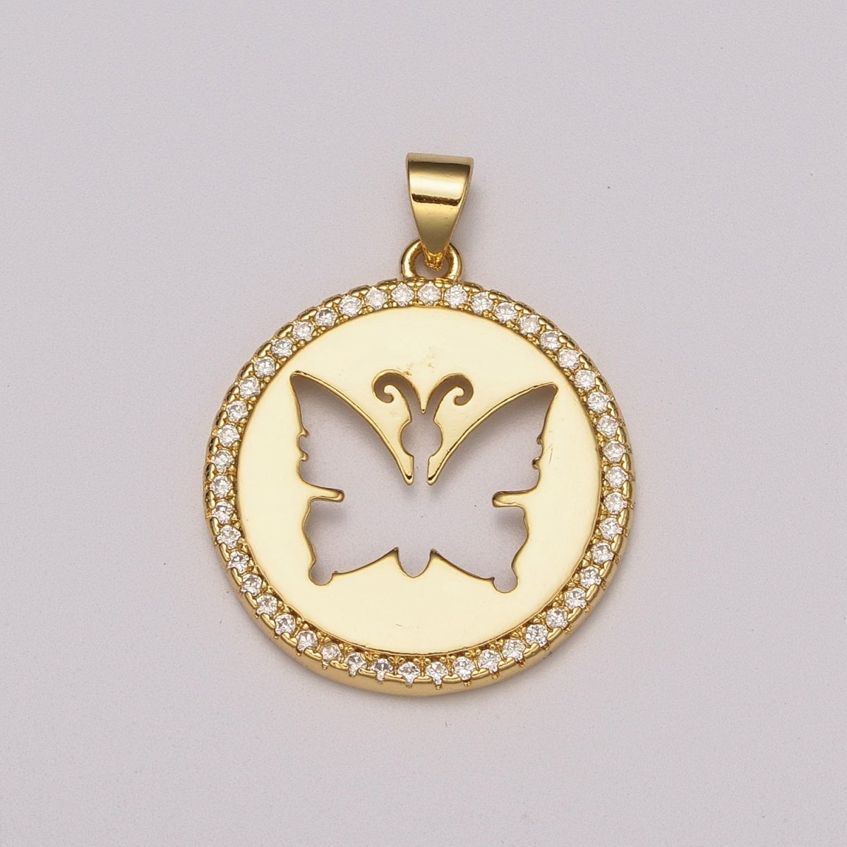 Cut Out Monarch Necklace Pendant Gold Butterfly Charm Micro Pave Zircon Pendant Mariposa Animal Inspired For Statement Jewelry N-1402 - DLUXCA