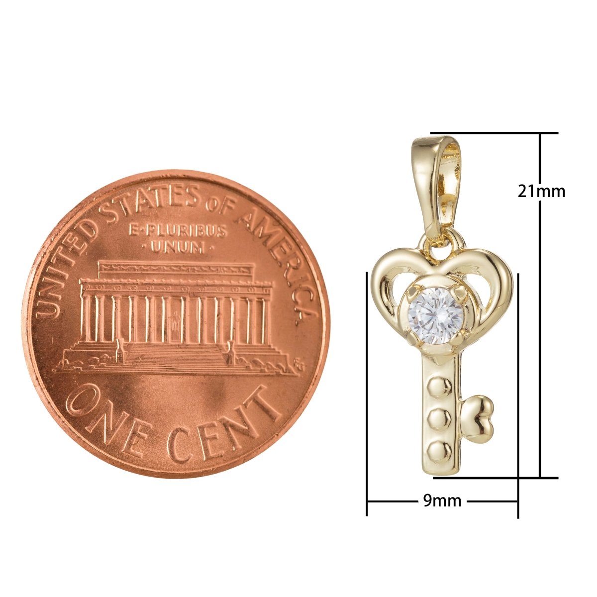 Cute 14K Gold Filled Love Key Pendants I-549 - DLUXCA