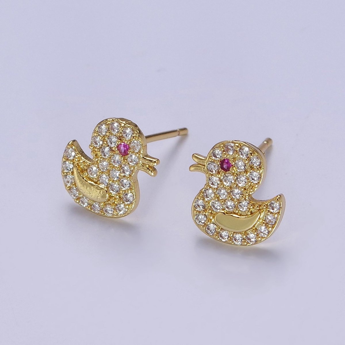 Cute 24K Gold Filled Duck Ear Studs Earrings Animal Earrings gift for kids V-133 - DLUXCA