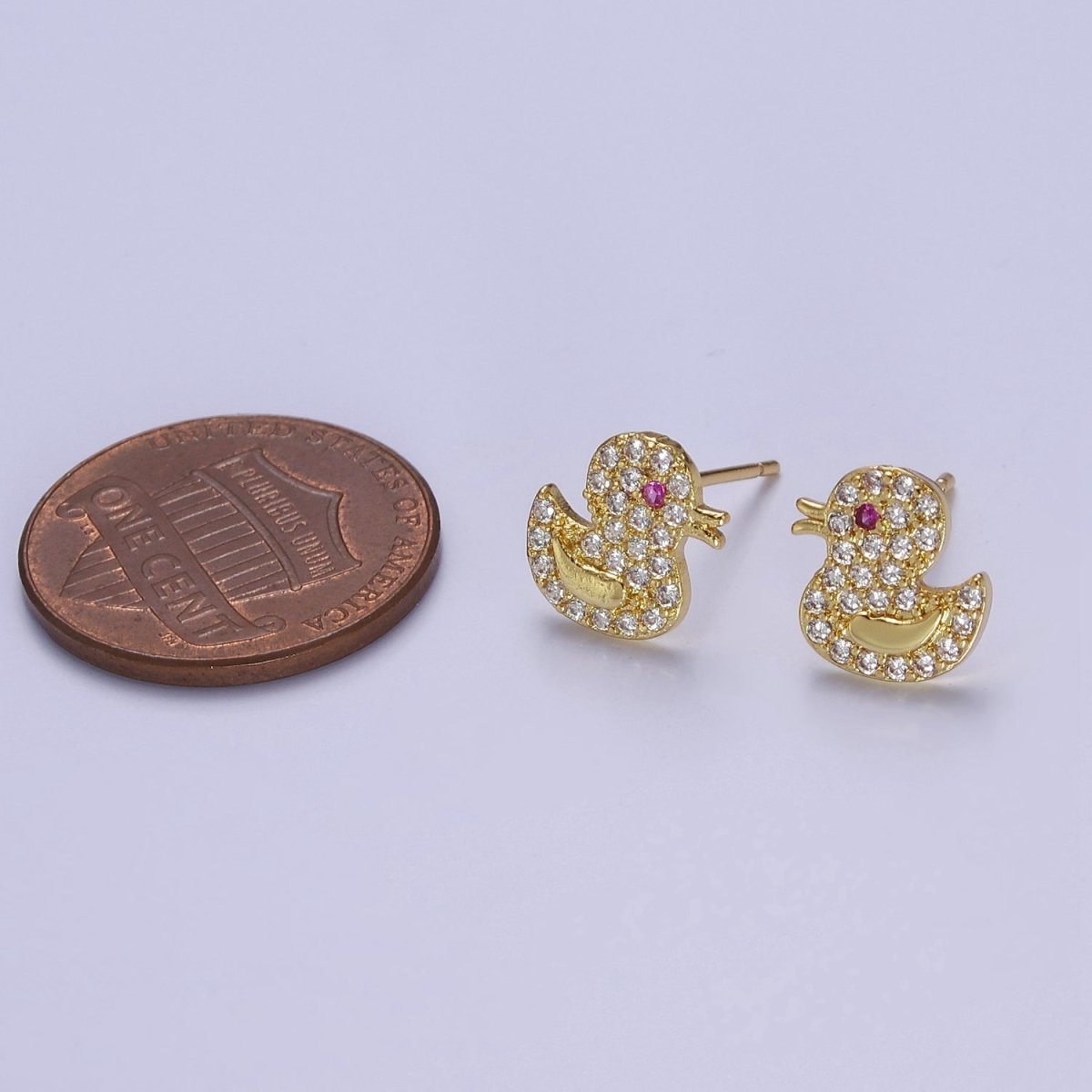 Cute 24K Gold Filled Duck Ear Studs Earrings Animal Earrings gift for kids V-133 - DLUXCA