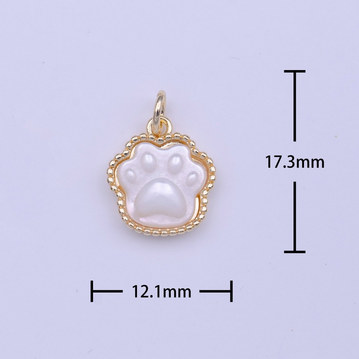 Cute Animal Pawprint Imprint Shell Pearl Gold Charm | C-427 - DLUXCA