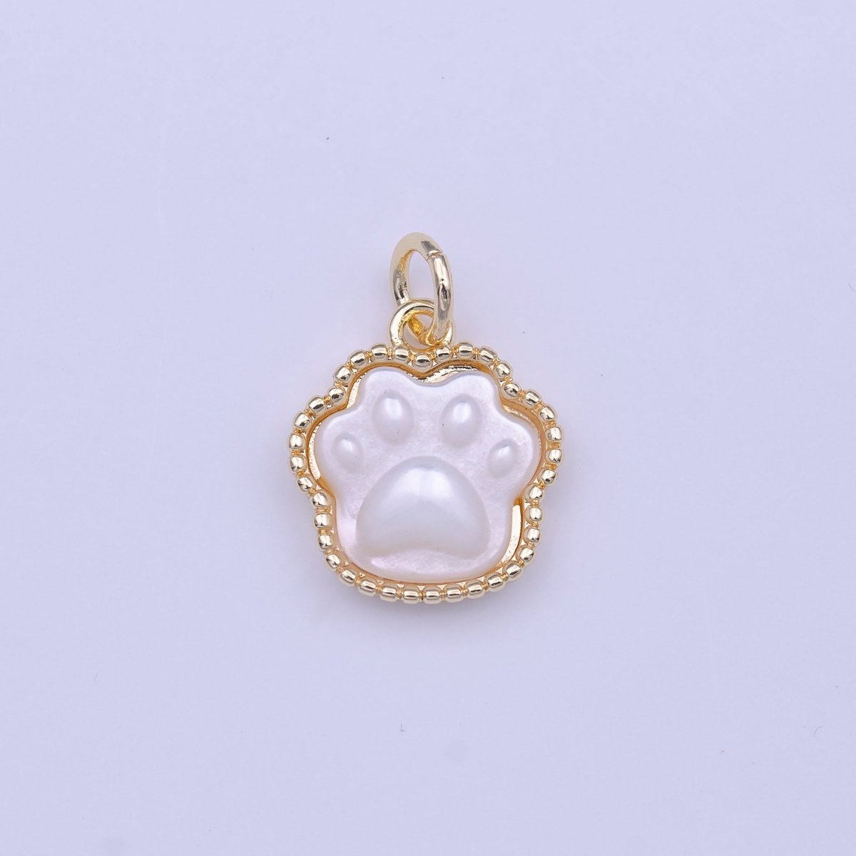 Cute Animal Pawprint Imprint Shell Pearl Gold Charm | C-427 - DLUXCA