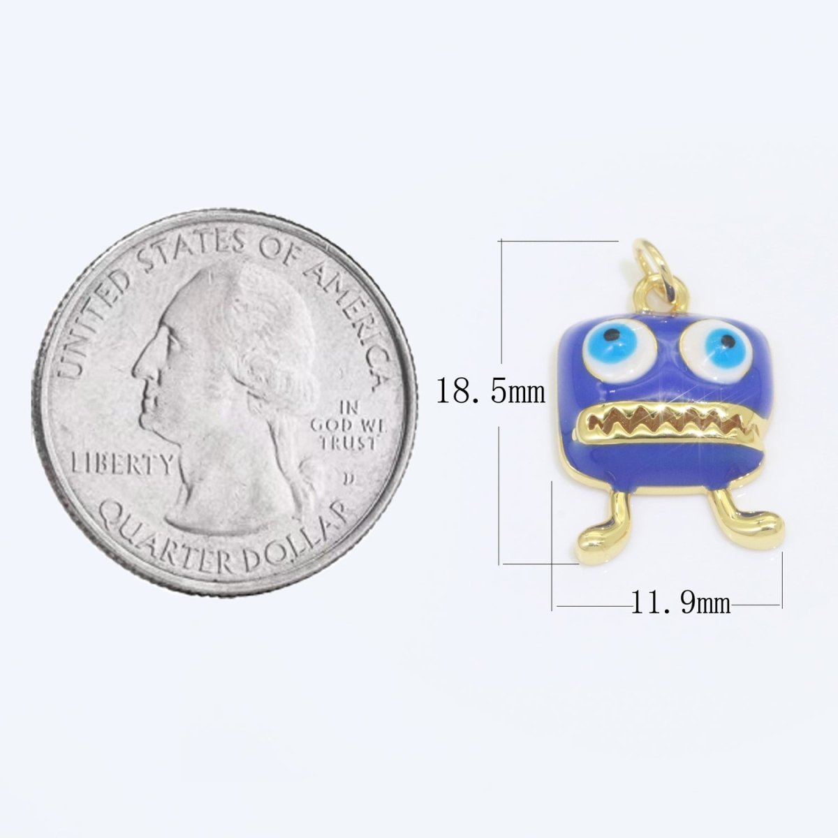 Cute Dainty Monster Charm, Enamel Robot Pendant Halloween Kids Monster Charm for Necklace Earring Bracelet Component Blue Red Monster M-546 M-547 - DLUXCA