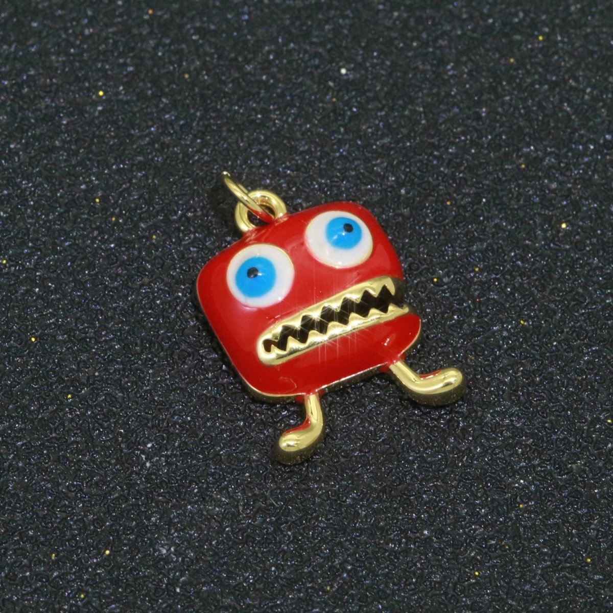 Cute Dainty Monster Charm, Enamel Robot Pendant Halloween Kids Monster Charm for Necklace Earring Bracelet Component Blue Red Monster M-546 M-547 - DLUXCA