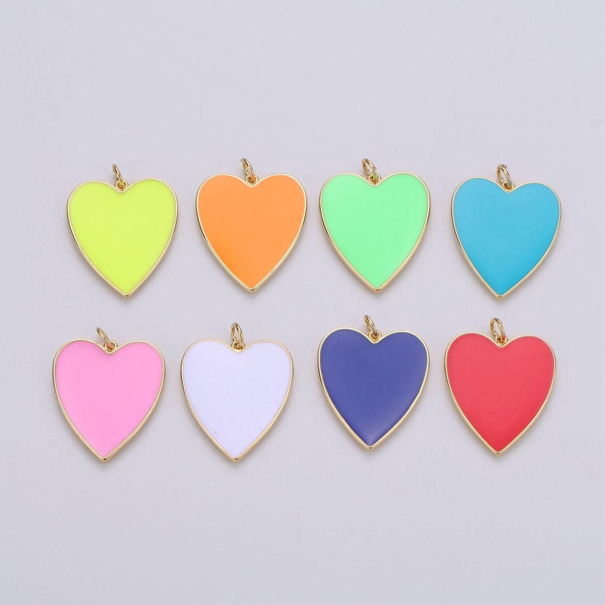 Cute Enamel Colorful Heart Gold Filled Charm - D-658 TO D-664 E-161 - DLUXCA