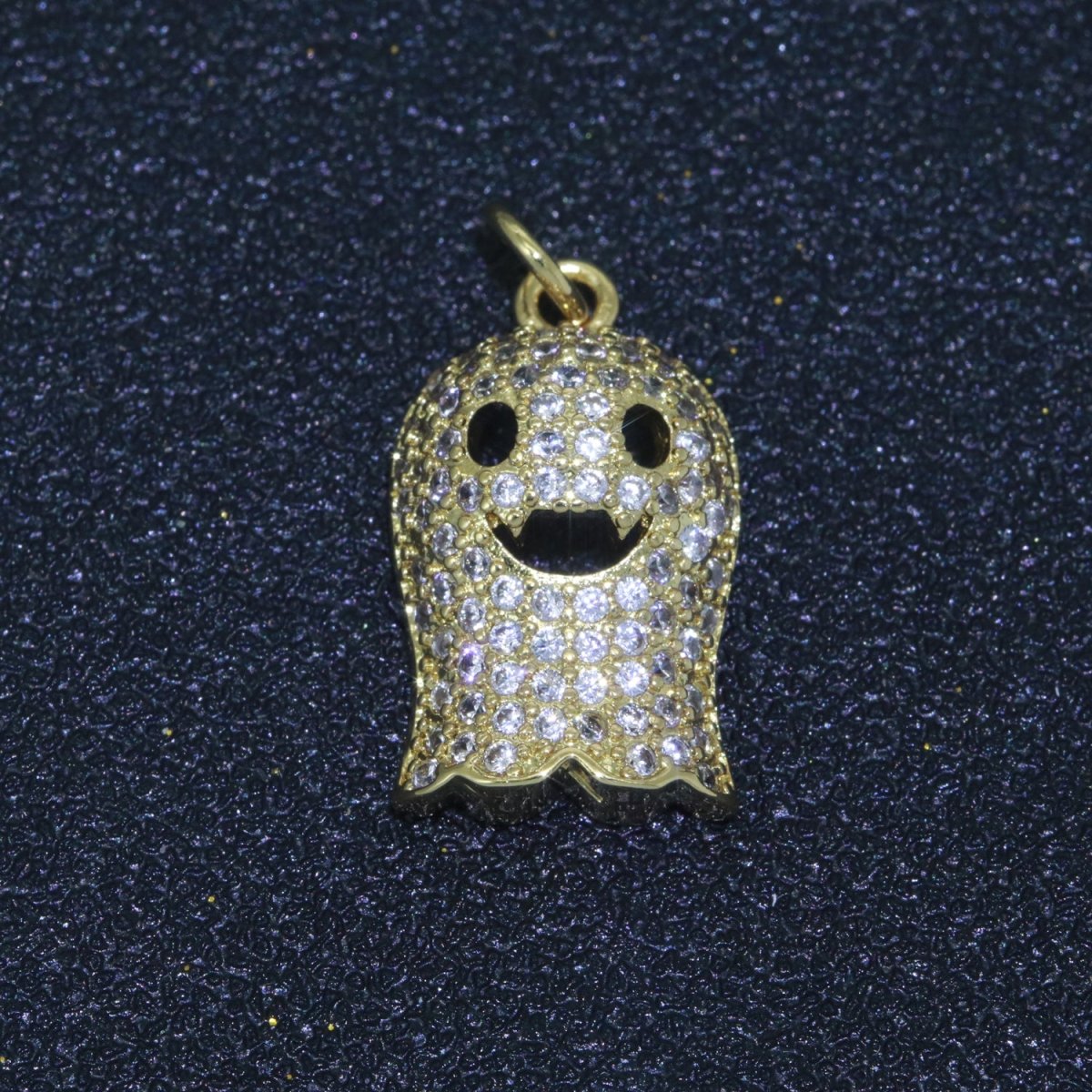 Cute Ghost Charm, Micro Pave Gold Filled Ghost Charm Necklace, Halloween Gift for Necklace Bracelet Earring Jewelry Making Supply M-563 - DLUXCA