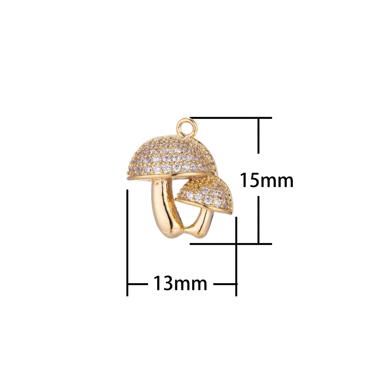 Cute Golden Mushrooms Charm, Micro Pave CZ Charm, Dainty Pendant Gold Mushroom Stick With You Love Necklace Charm for Jewelry Making E-425 - DLUXCA
