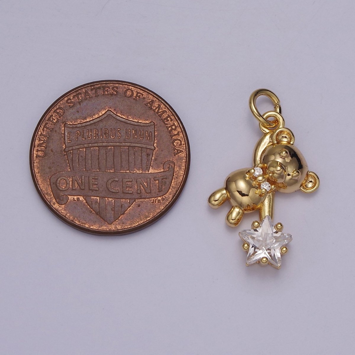 Cute Teddy Bear Charm Gold Cubic Star Charm Clear Pink Star Charms Kawaii Jewelry Pendants Necklace Bracelet Charm C-758,C-874 - DLUXCA