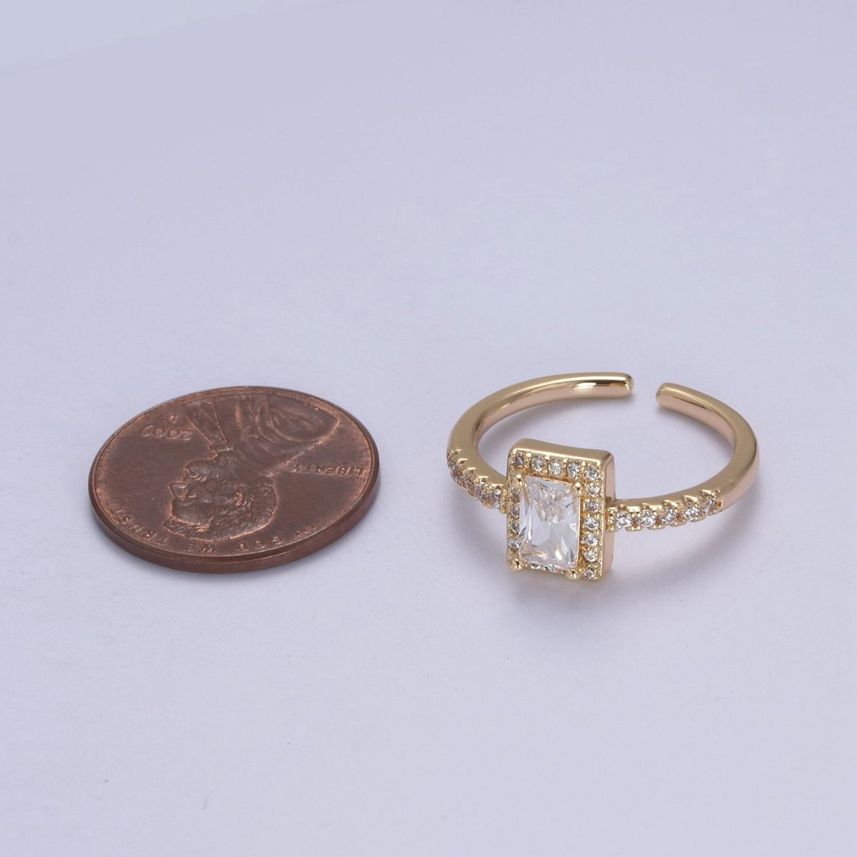 CZ 16k Gold Filled Princess Cut Diamond Cubic Bezel Set Ring Wedding Band Birthday Christmas Gift U-310 - DLUXCA