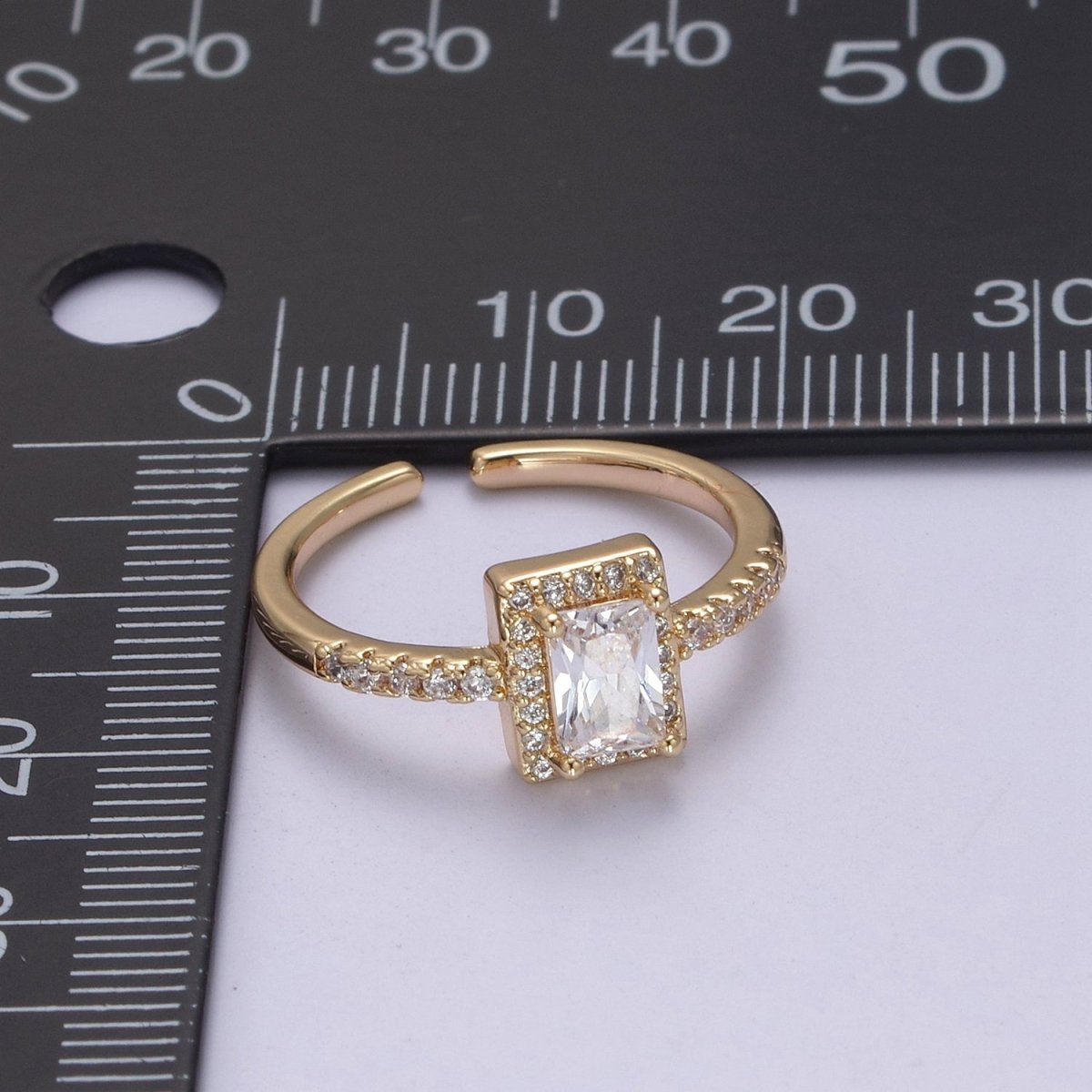 CZ 16k Gold Filled Princess Cut Diamond Cubic Bezel Set Ring Wedding Band Birthday Christmas Gift U-310 - DLUXCA