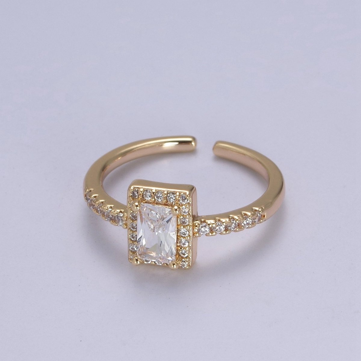 CZ 16k Gold Filled Princess Cut Diamond Cubic Bezel Set Ring Wedding Band Birthday Christmas Gift U-310 - DLUXCA