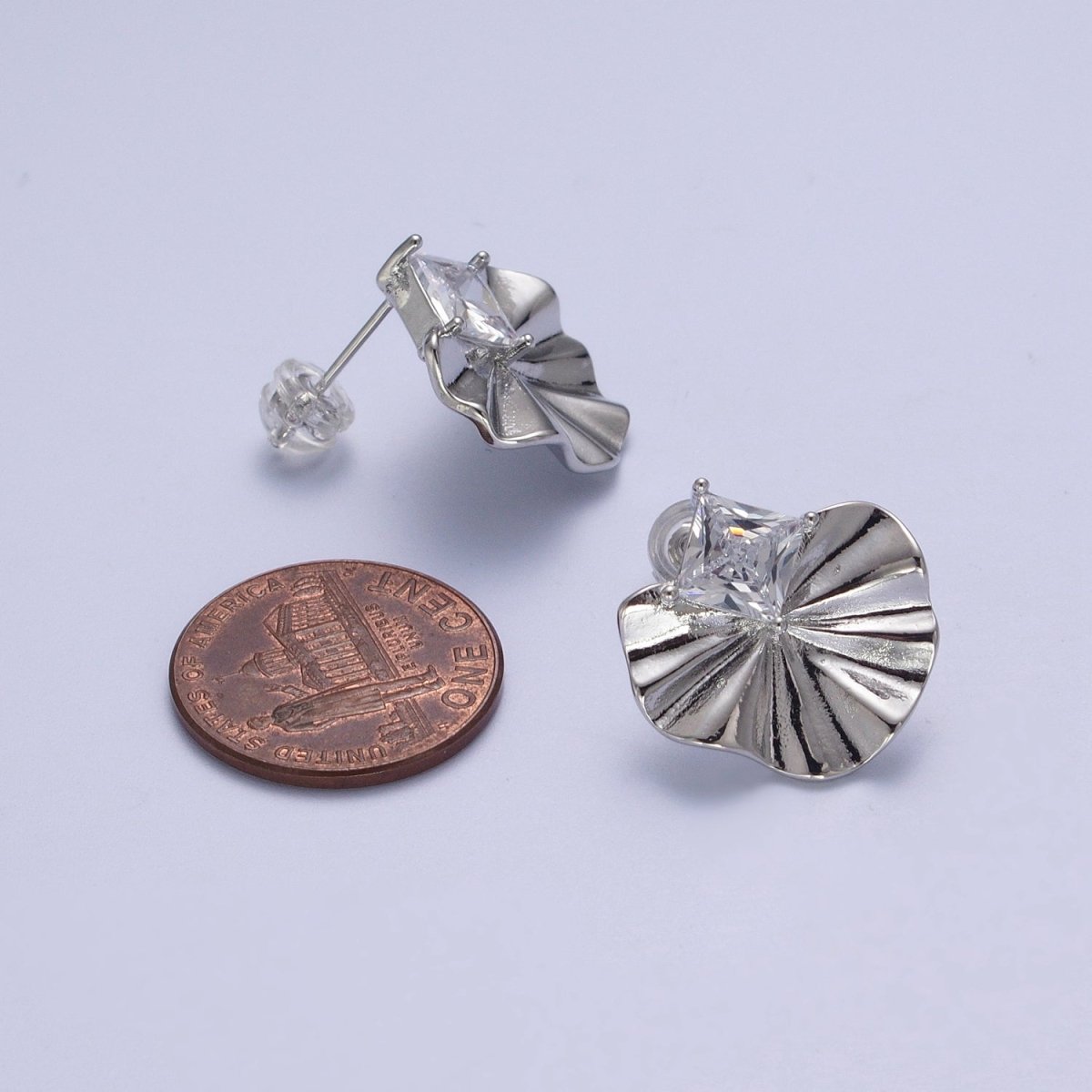 CZ Cubic Zirconia flower earring flower Petal Stud earring Silver / Gold Earring Y-029 Y-030 - DLUXCA