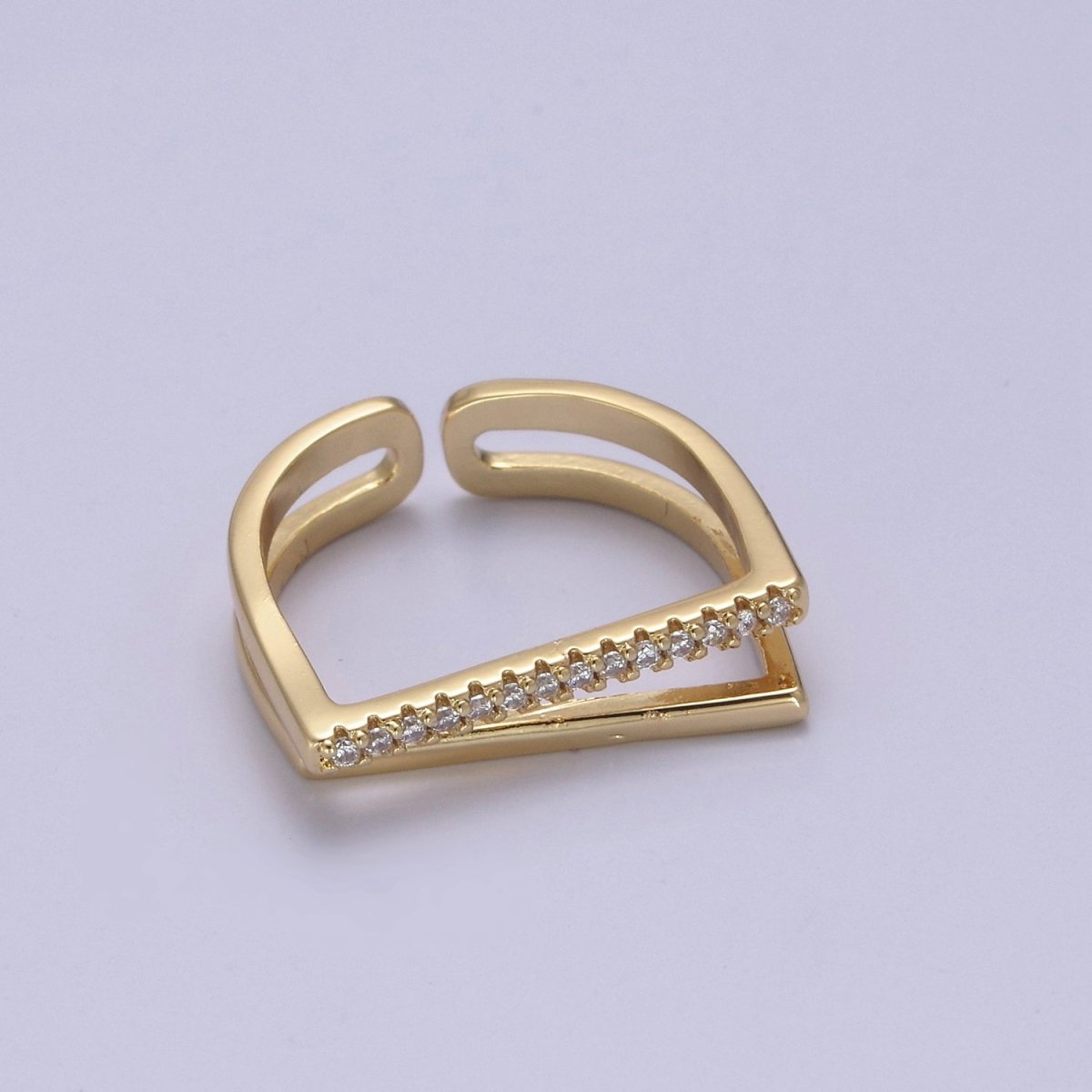 CZ Flat Top Ring, Geometric Gold Flat Top Ring, Geometric Gold Filled Flat Top Ring, Dainty Stacking Ring S-370 - DLUXCA