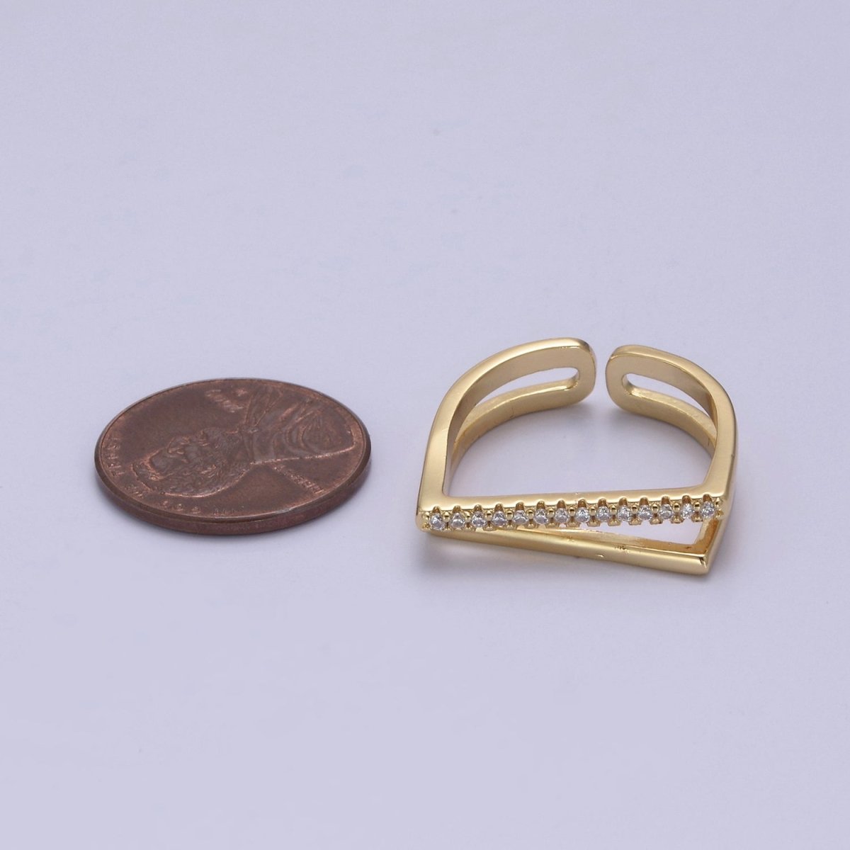 CZ Flat Top Ring, Geometric Gold Flat Top Ring, Geometric Gold Filled Flat Top Ring, Dainty Stacking Ring S-370 - DLUXCA