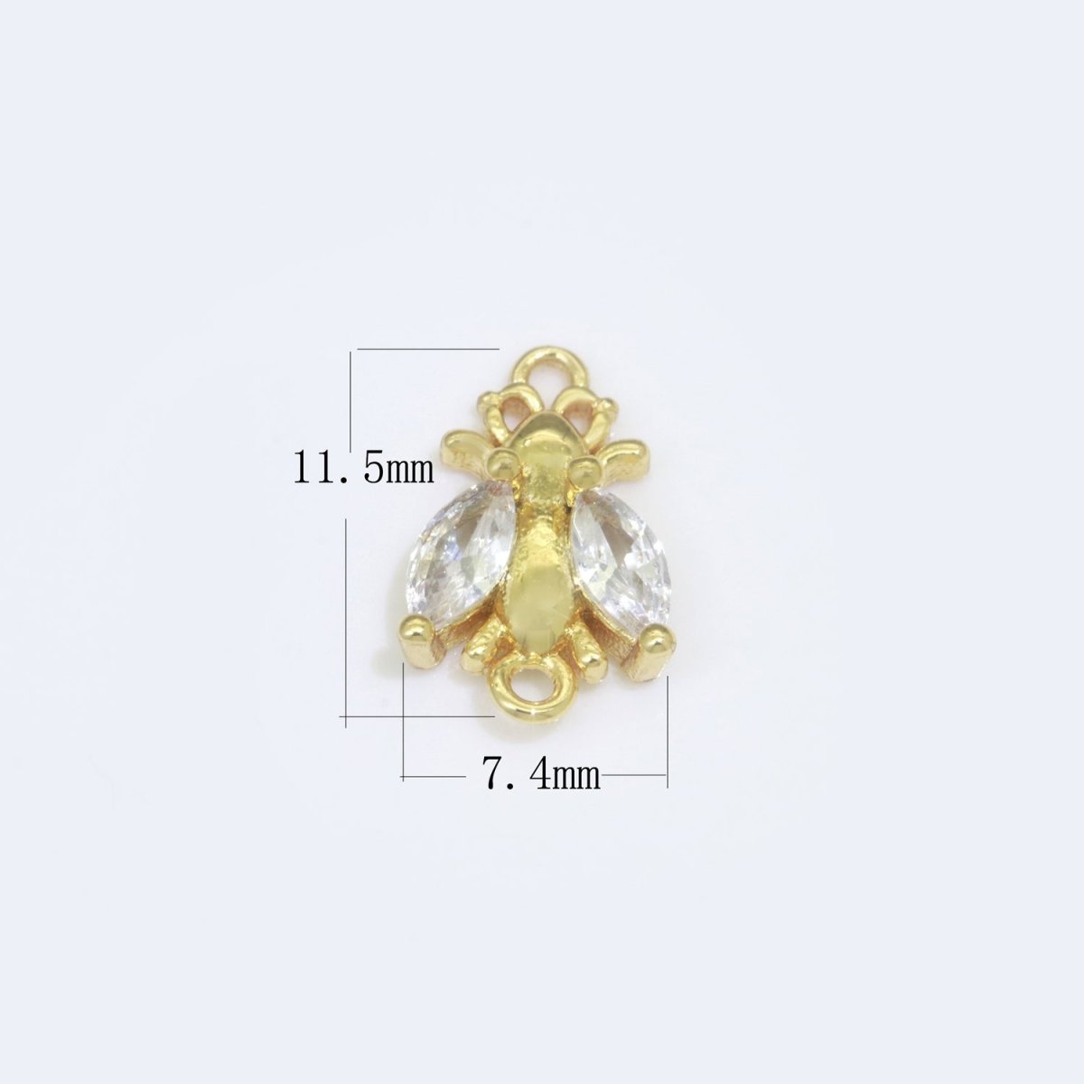 CZ Fly Pendant, Gold Plated Housefly Charm Connector DIY Insect Jewelry Making Supplies F-909 F-910 - DLUXCA