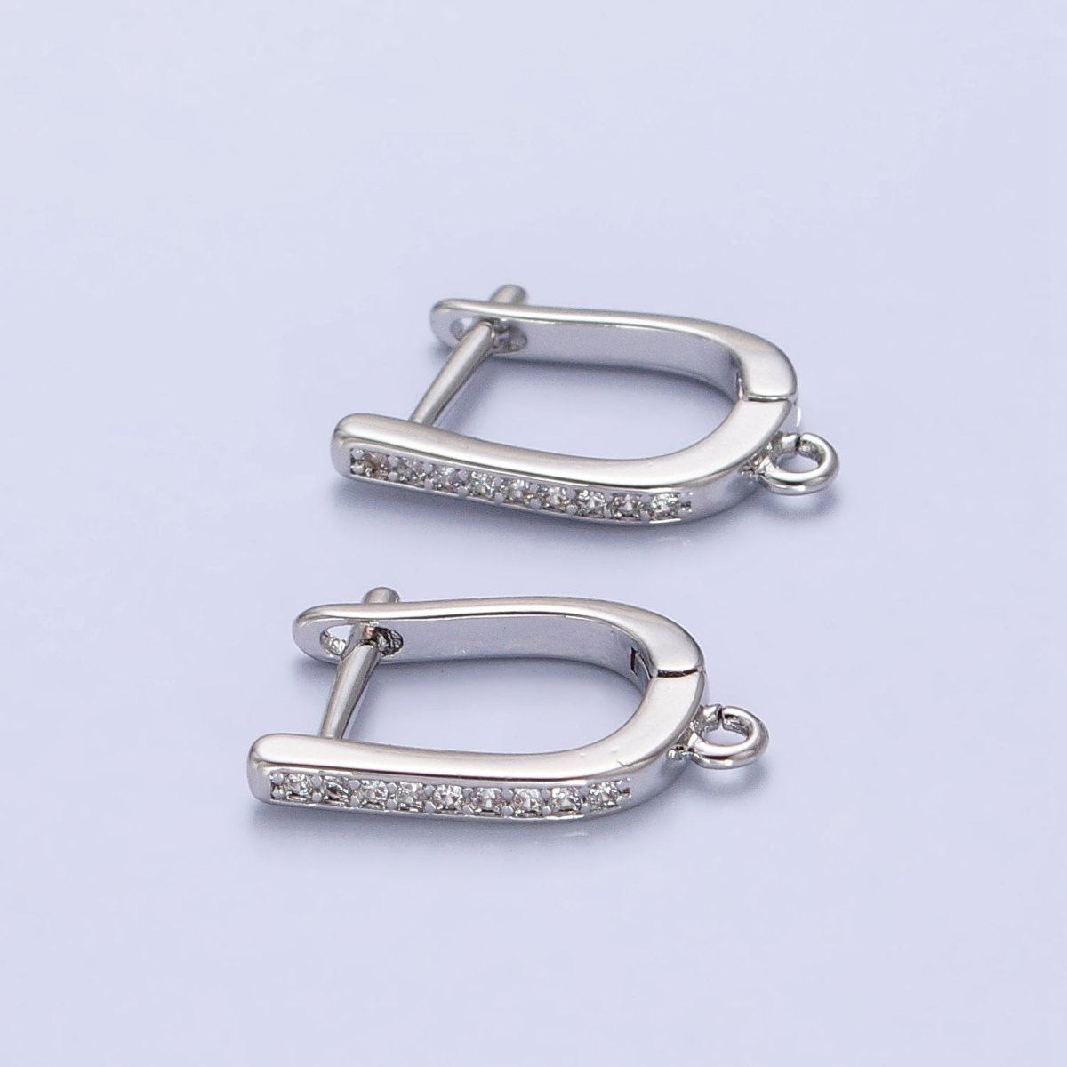 CZ Gold Huggie Earring one touch w/ open link Gold / Silver Earring Lever back earring making Supply Z-160 Z-159 - DLUXCA