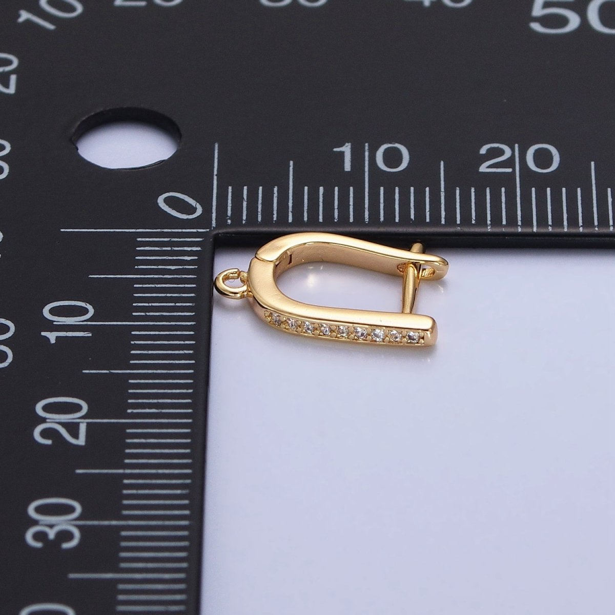 CZ Gold Huggie Earring one touch w/ open link Gold / Silver Earring Lever back earring making Supply Z-160 Z-159 - DLUXCA