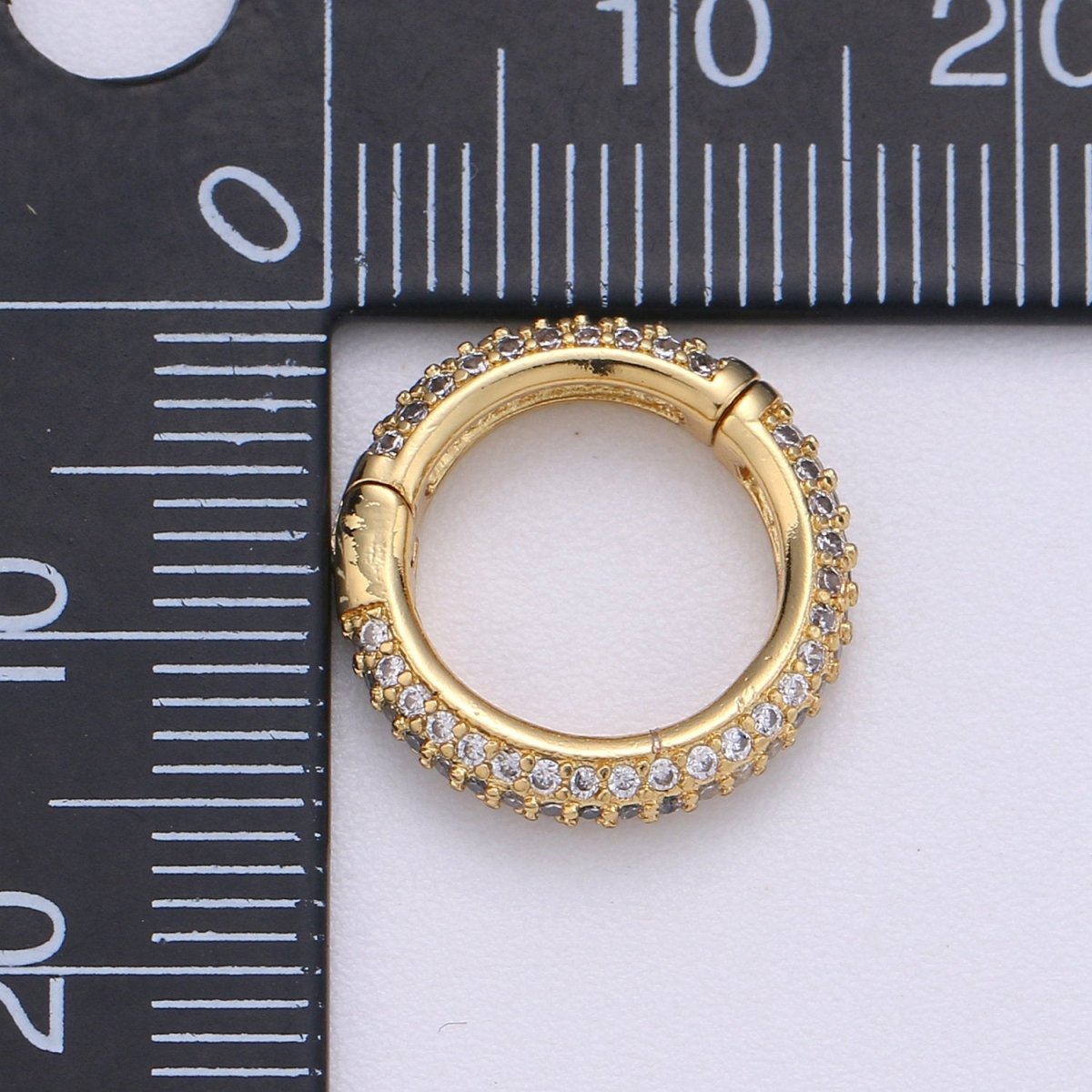 Cz Gold Ring Clasp 20mm CZ Push Gate ring, 15mm Round Ring Micro Pave Charm Holder Clasp for Connector Charm Holder K-900 K-905 - DLUXCA