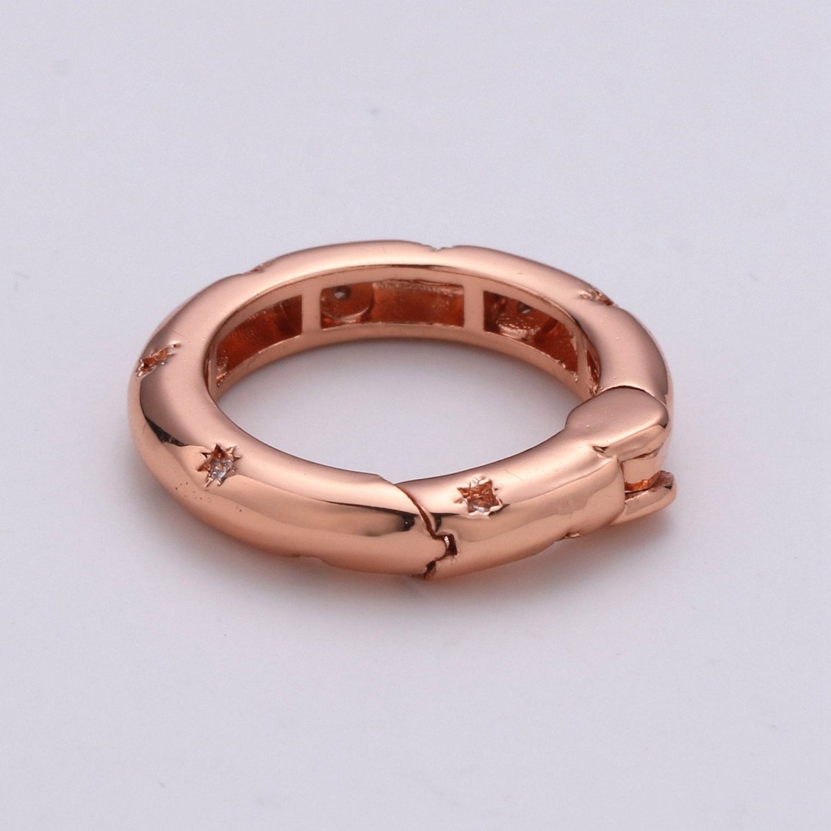 Cz Gold Spring Gate Ring, Push Gate ring, 20mm Round Ring Charm Holder Rose Gold Black Gun Metal Silver Clasp for Connector Charm Holder K-851 - DLUXCA