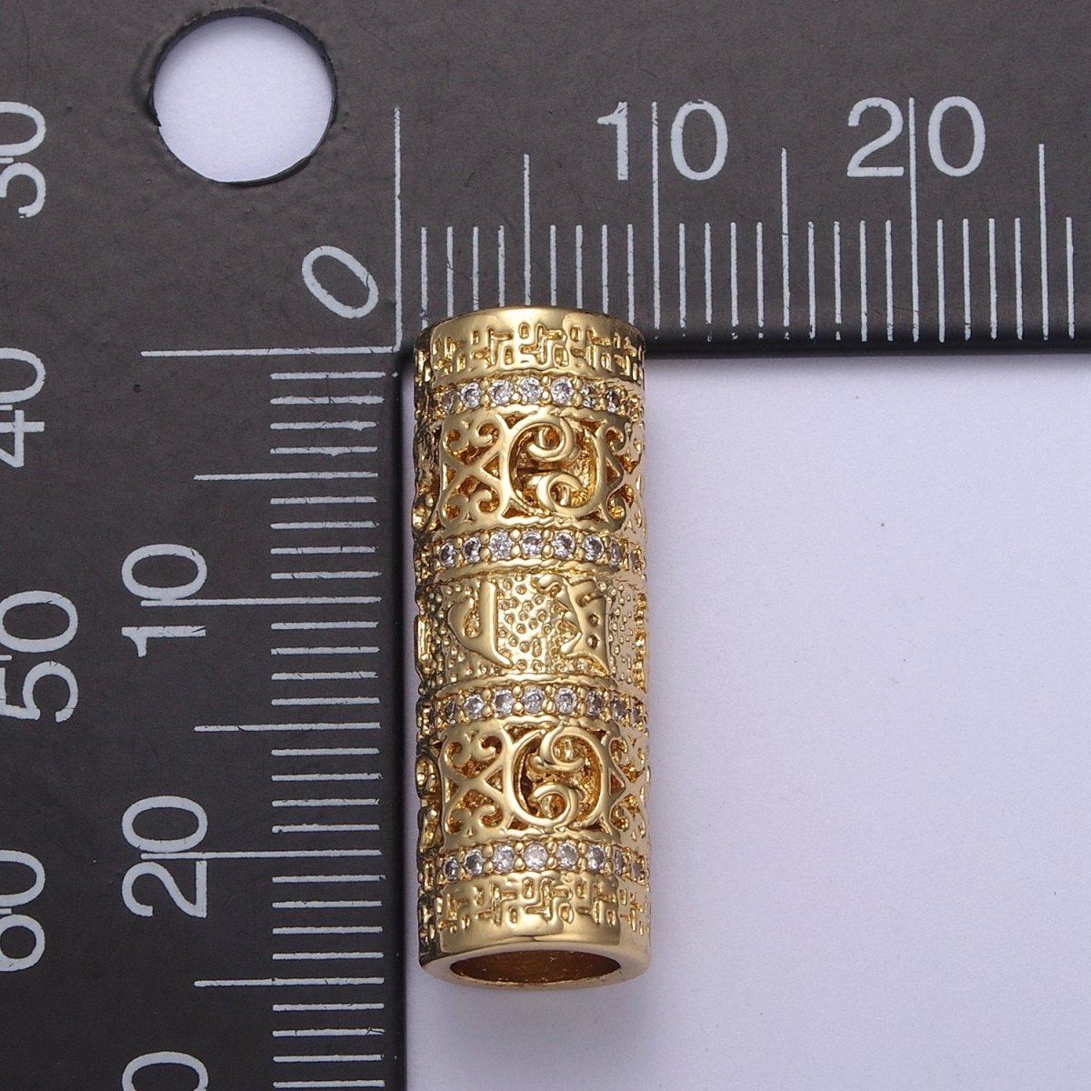 CZ Gold Tube Micro Pave Spacer Bar Micro Pave Bead Spacer Separator for Bracelet Necklace Supply B-152 - DLUXCA