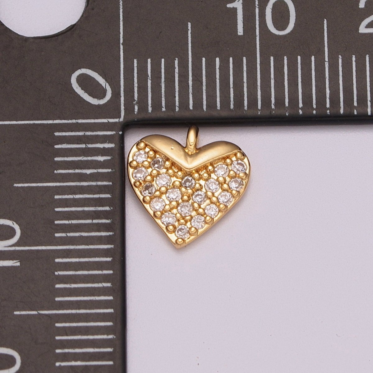 CZ Heart Micro Pave Charm 18k Gold Filled Love Cubic Zirconia Pave Small Heart Pendant M-831 - DLUXCA
