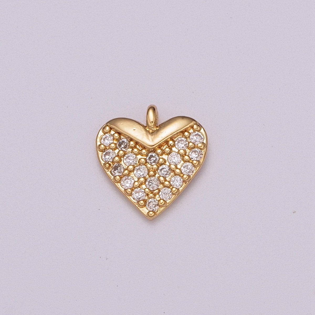CZ Heart Micro Pave Charm 18k Gold Filled Love Cubic Zirconia Pave Small Heart Pendant M-831 - DLUXCA