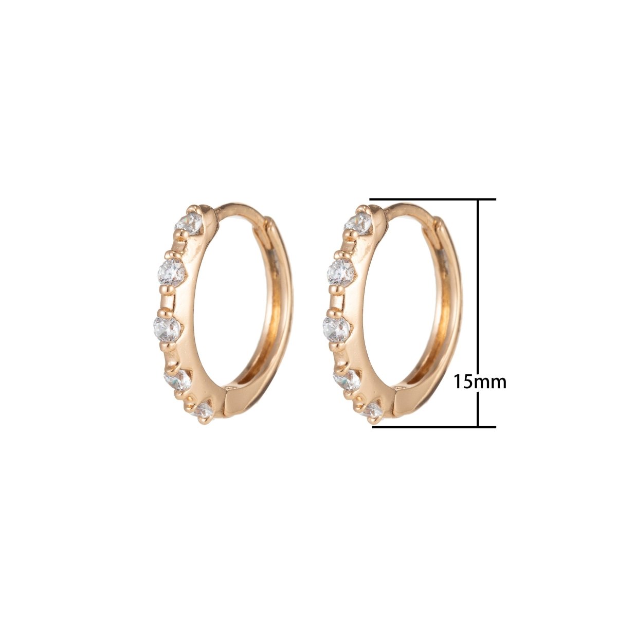 Cz Hoop earrings, Minimalist hoop earring, Micro Pave earrings, Dainty hoops gold, Tiny hoops, Cubic earrings, Small hoops Huge Q-059 Q-064 - DLUXCA