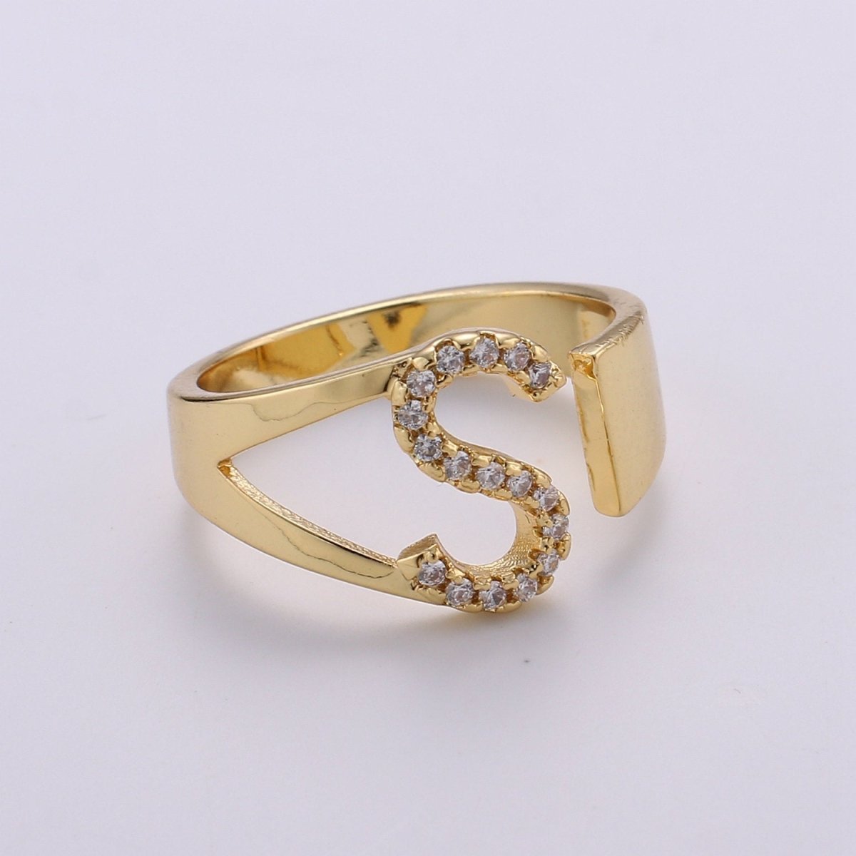 Cz Initial Gold Ring Alphabet Ring Gold Stacking Ring Adjustable Ring Letter Ring Vintage Gold Rings Initial Ring Thumb Ring Open Ring R 396 R 421 DLUXCA