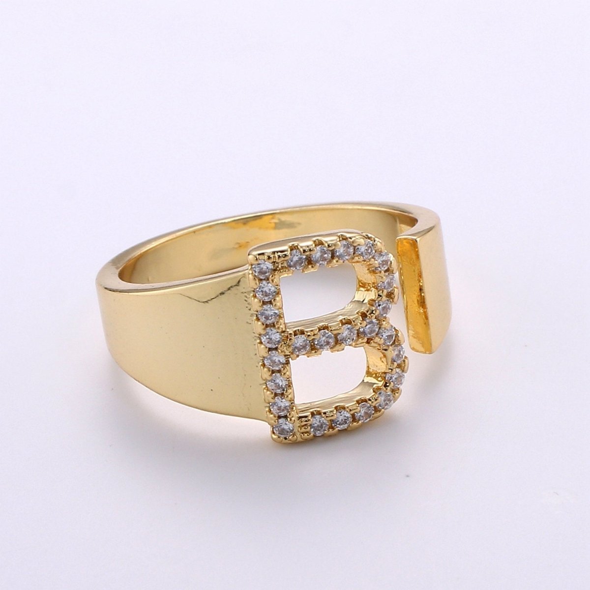 Cz Initial Gold Ring Alphabet Ring Gold Stacking Ring Adjustable Ring Letter Ring Vintage Gold Rings Initial Ring Thumb Ring Open Ring R 396 R 421 DLUXCA