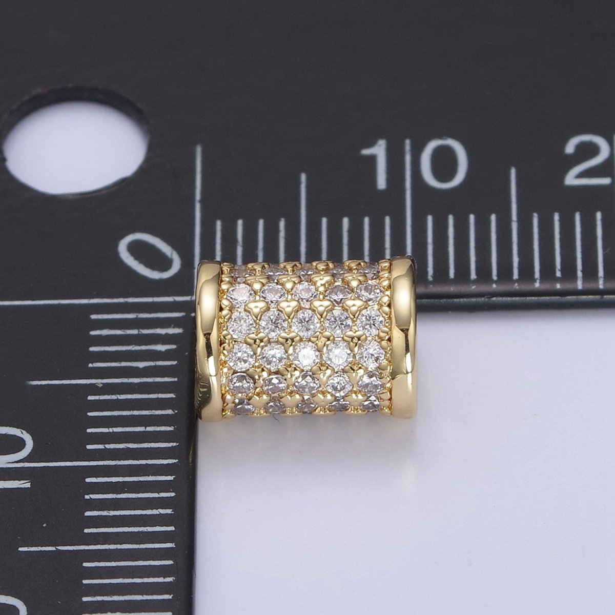 CZ Micro Pave Curved Tube Spacer, CZ Micro Pave Large Hole Tube Beads, Large Hole Curve Tube Bead, DIY, Jewelry Making 10x7.5mm B-460 B-461 - DLUXCA