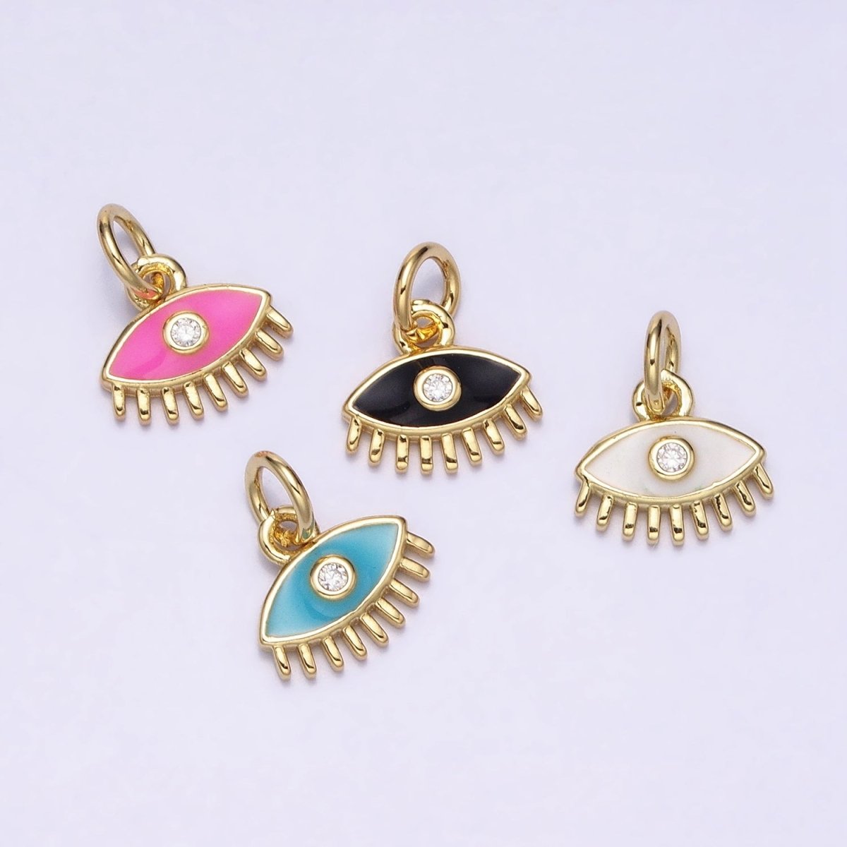CZ Micro Pave Enamel Evil Eye Charm 24k Gold Filled Pendant for Jewelry Making AC560 AC561 AC562 AC565 - DLUXCA
