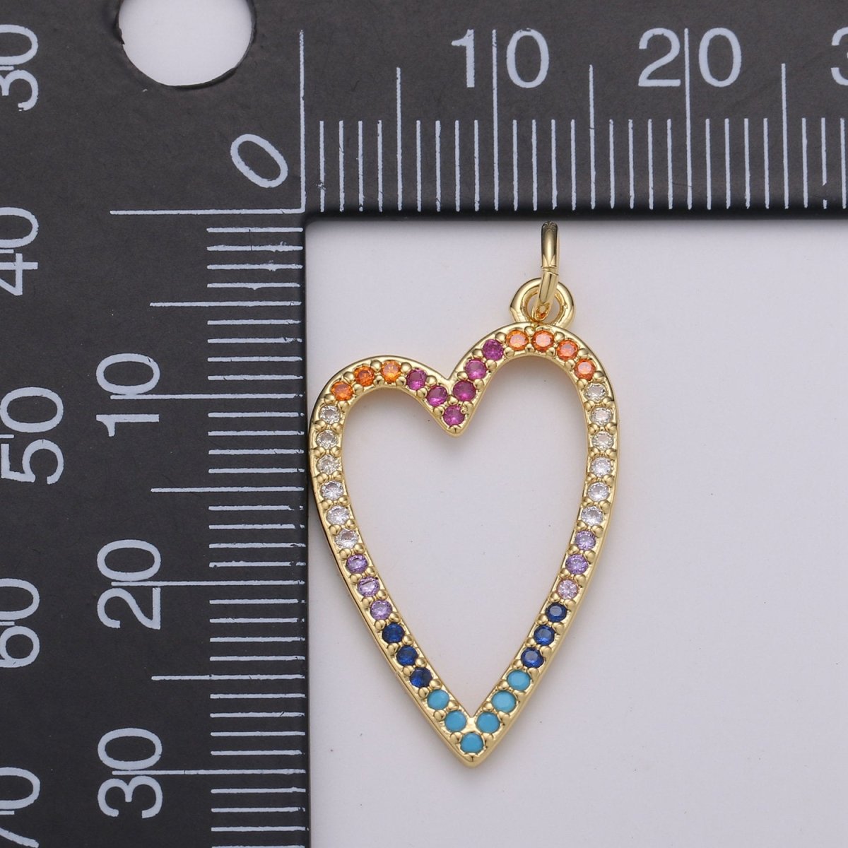 CZ Micro Pave Open Heart Pendant, Cubic Zirconia Pave Pendant, Fashion Jewelry Findings Love Necklace Charm in 14k gold filled charm D-349 - DLUXCA