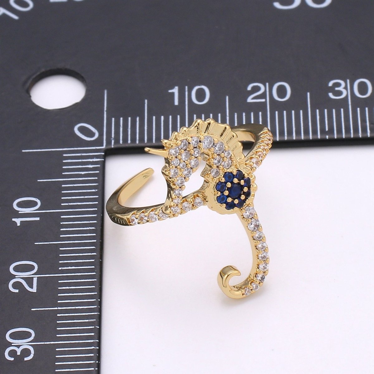 Cz Sea horse ring, Gold seahorse ring, stackable Animal ring Under the Sea Jewelry Inspired Accessory R-196 - DLUXCA