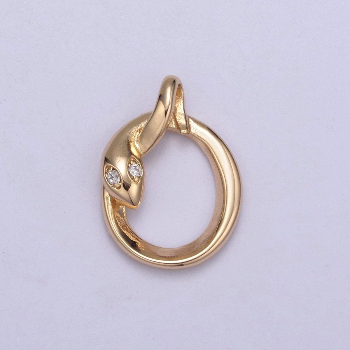 CZ Snake Serpent Serpentine Charm Reptile Pendant, Cubic Zirconia Snake Gold Filled Charm, Animal Chinese Zodiac H-552 - DLUXCA