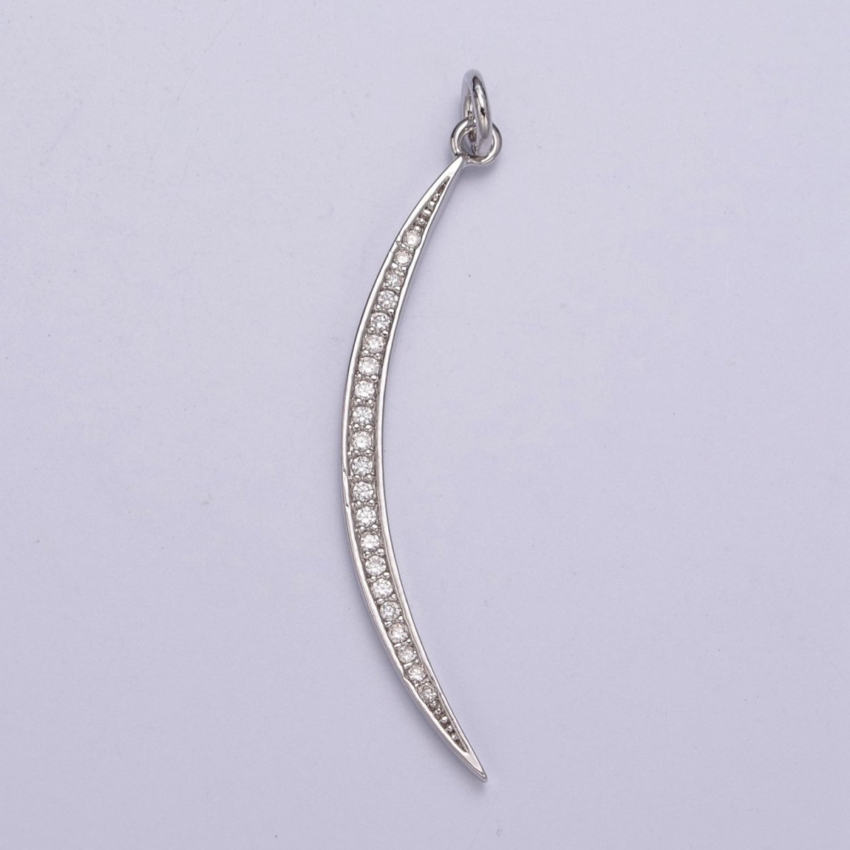 CZ Thin Slender Moon Pendant Charm - 14K Gold Filled Moon Silver Half moon Waning Moon Crescent Moon N-326 N-327 - DLUXCA