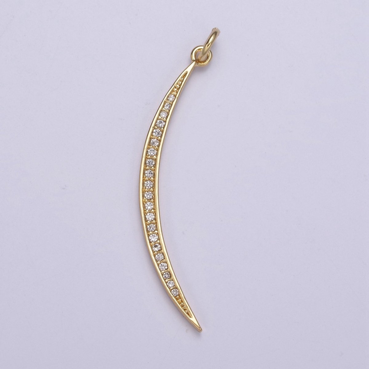 CZ Thin Slender Moon Pendant Charm - 14K Gold Filled Moon Silver Half moon Waning Moon Crescent Moon N-326 N-327 - DLUXCA