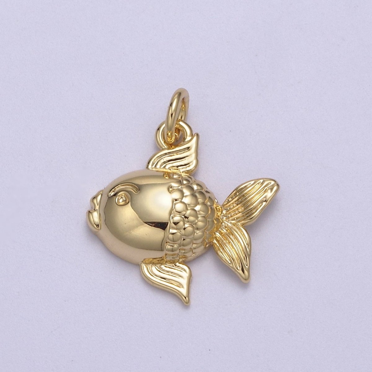 Dainty 14k Godl Filled Puffy Goldfish Pet Fish Charm Animal Pendant N-817 - DLUXCA