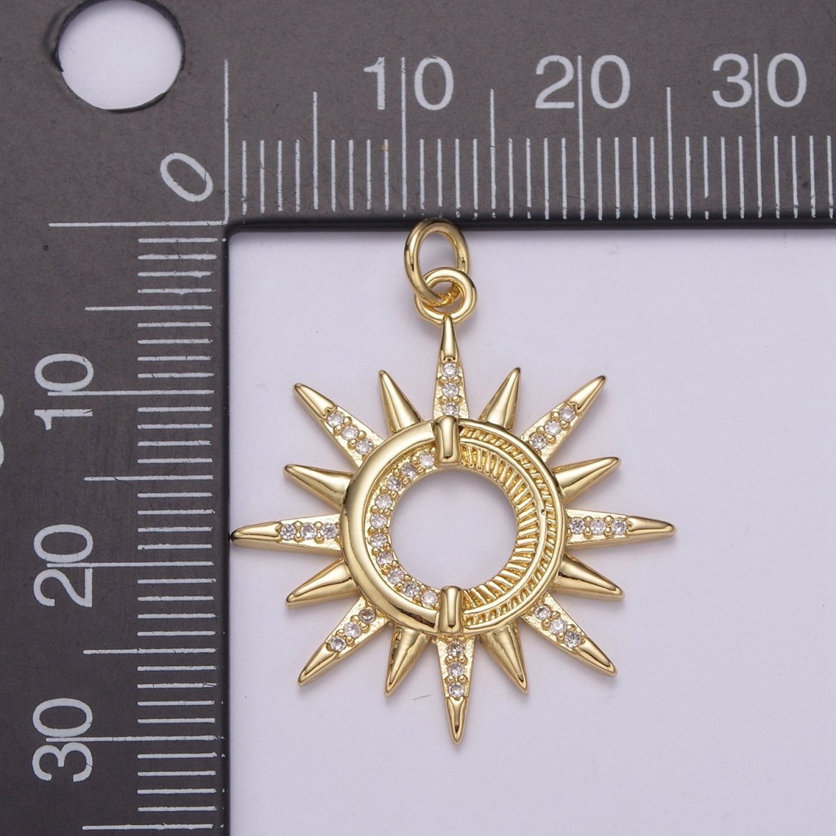 Dainty 14K Gold Filled Ancient Sun pendant charms, celestial sunburst charm dangle pendant Necklace Earrings C-198 - DLUXCA