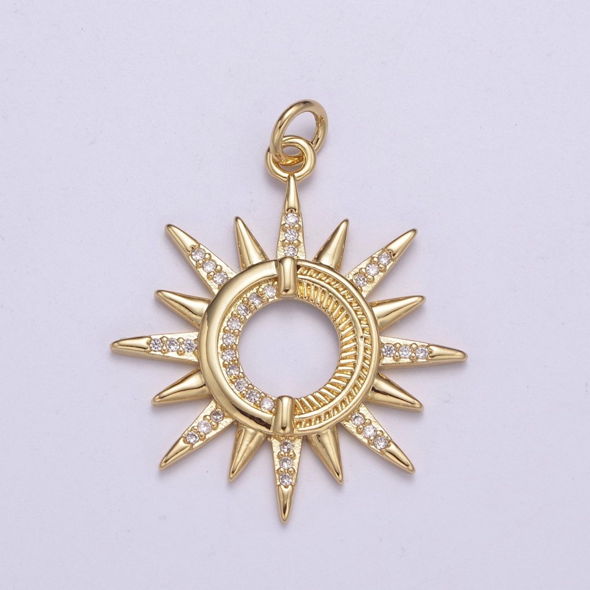 Dainty 14K Gold Filled Ancient Sun pendant charms, celestial sunburst charm dangle pendant Necklace Earrings C-198 - DLUXCA