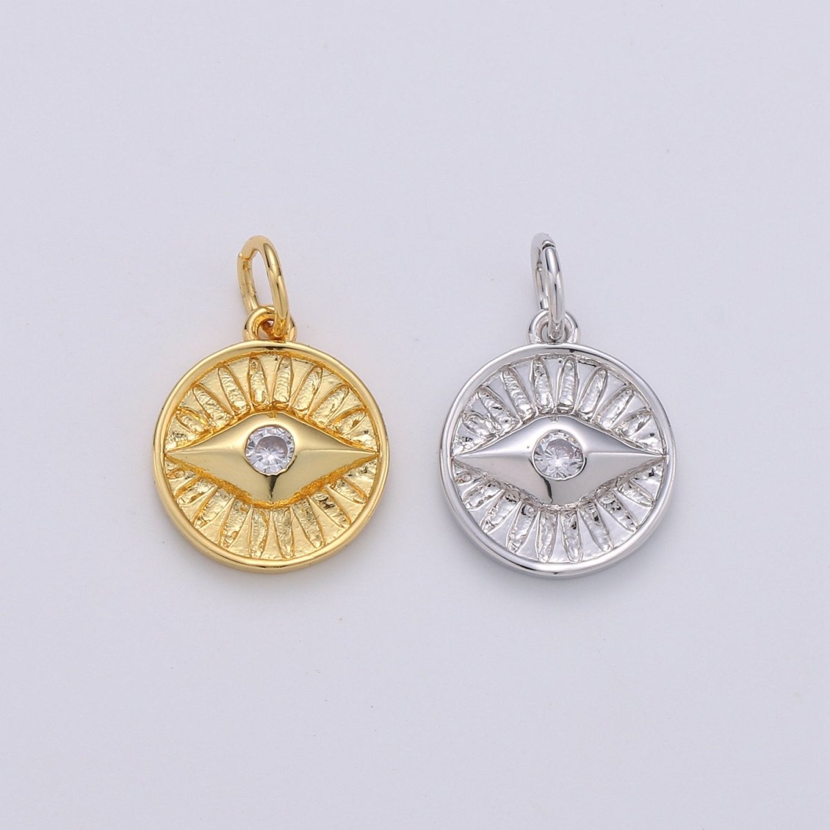Dainty 14k Gold Filled Charm Coin Evil Eye Pendant Charm for Bracelet Necklace Earring Component for Jewelry Making D-279 D-280 - DLUXCA