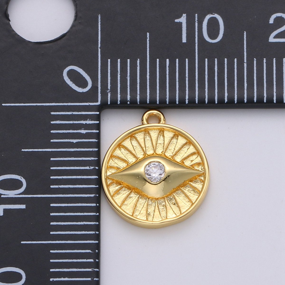 Dainty 14k Gold Filled Charm Coin Evil Eye Pendant Charm for Bracelet Necklace Earring Component for Jewelry Making D-279 D-280 - DLUXCA