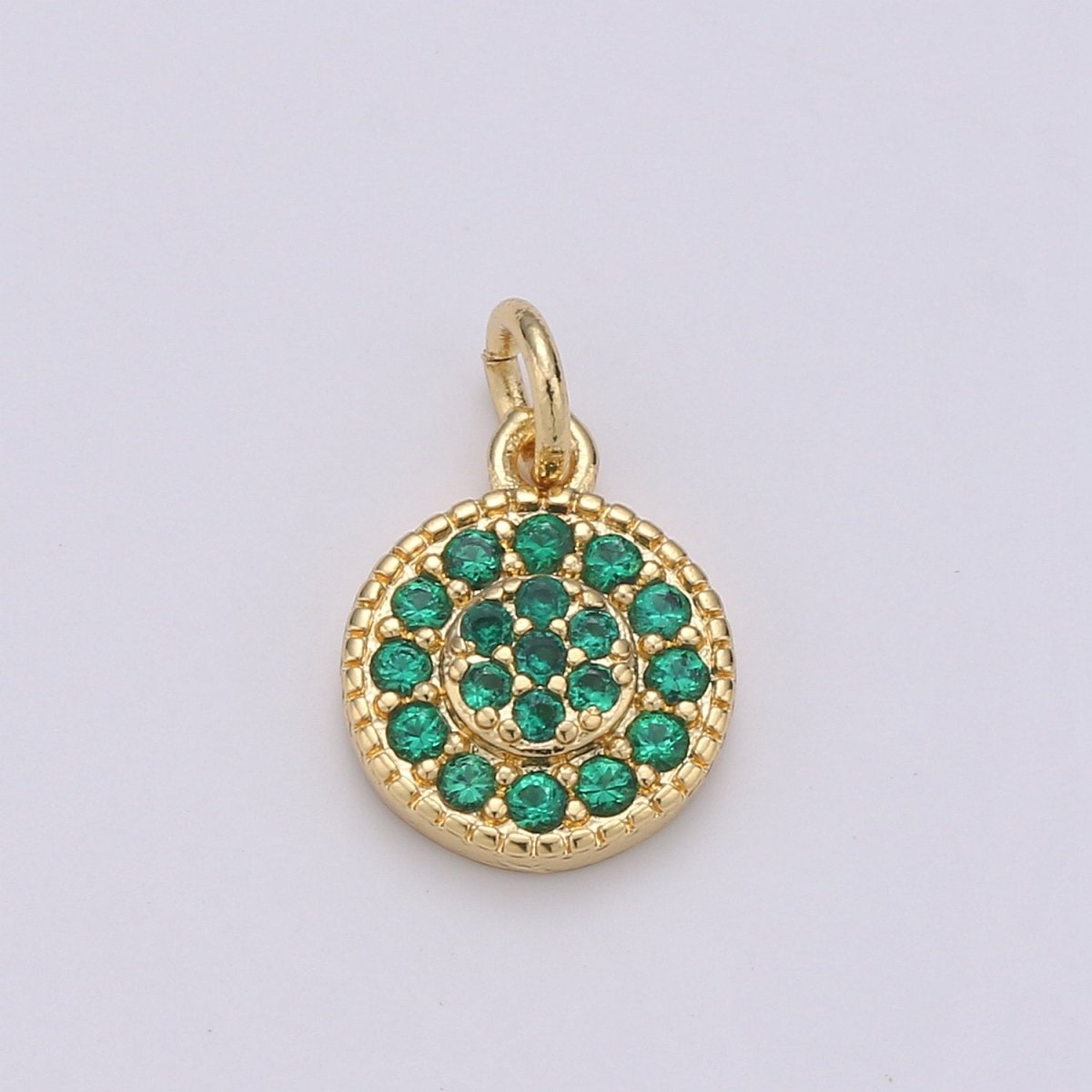 Dainty 14k Gold Filled CZ Clear Micro Pave Coin Charm, Round Disc Pave Charm, Mini Dangle Charm for Bracelet Necklace Pendant Hoop Earring D-591- D-596 - DLUXCA