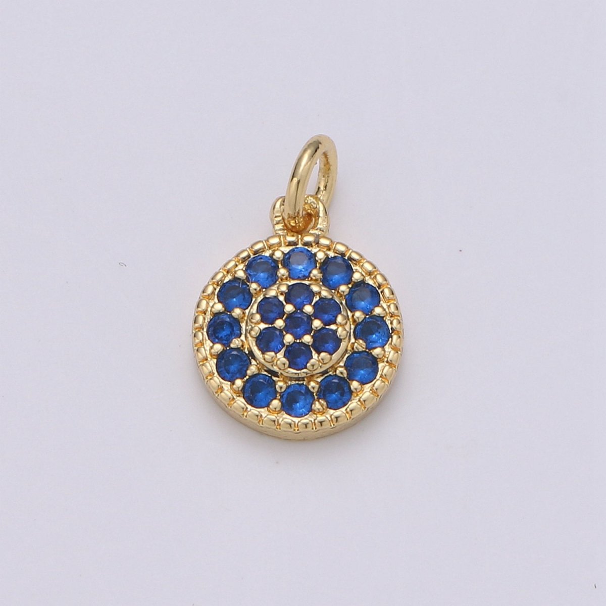 Dainty 14k Gold Filled CZ Clear Micro Pave Coin Charm, Round Disc Pave Charm, Mini Dangle Charm for Bracelet Necklace Pendant Hoop Earring D-591- D-596 - DLUXCA