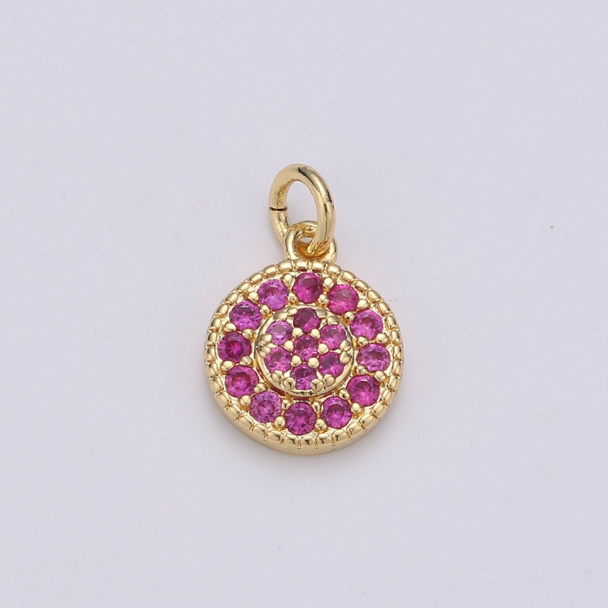 Dainty 14k Gold Filled CZ Clear Micro Pave Coin Charm, Round Disc Pave Charm, Mini Dangle Charm for Bracelet Necklace Pendant Hoop Earring D-591- D-596 - DLUXCA