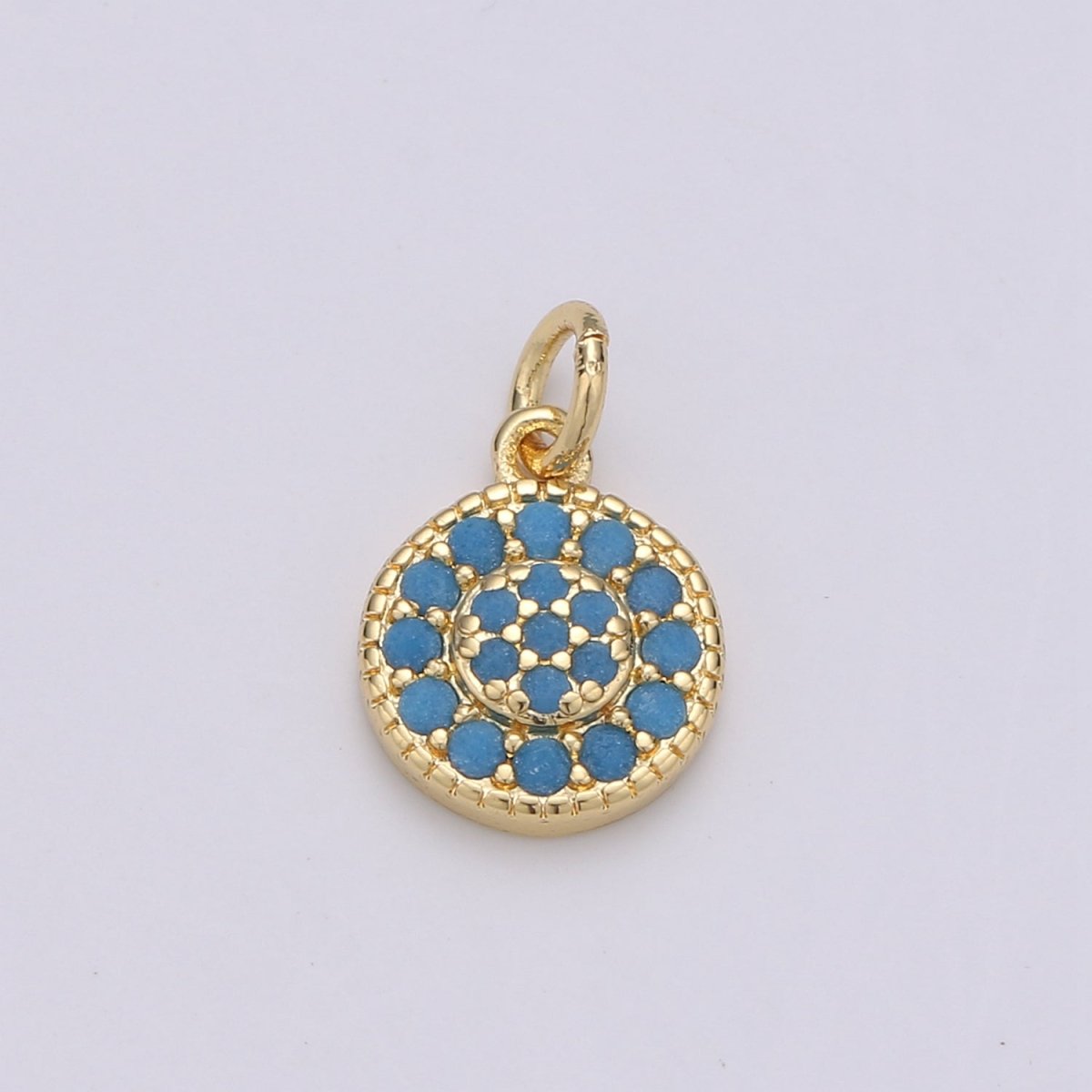 Dainty 14k Gold Filled CZ Clear Micro Pave Coin Charm, Round Disc Pave Charm, Mini Dangle Charm for Bracelet Necklace Pendant Hoop Earring D-591- D-596 - DLUXCA