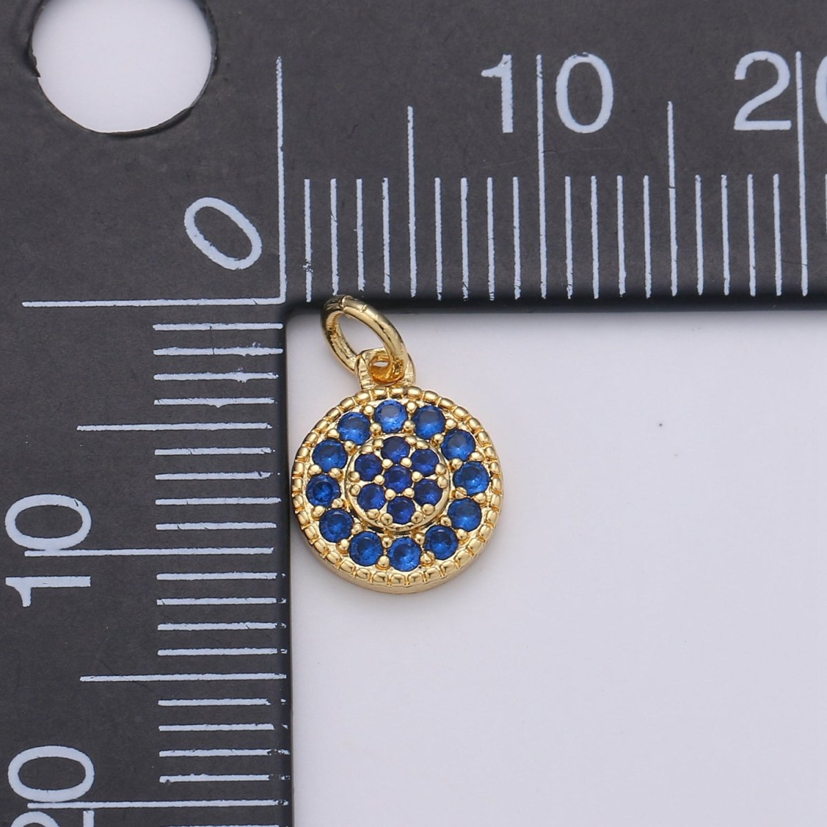 Dainty 14k Gold Filled CZ Clear Micro Pave Coin Charm, Round Disc Pave Charm, Mini Dangle Charm for Bracelet Necklace Pendant Hoop Earring D-591- D-596 - DLUXCA