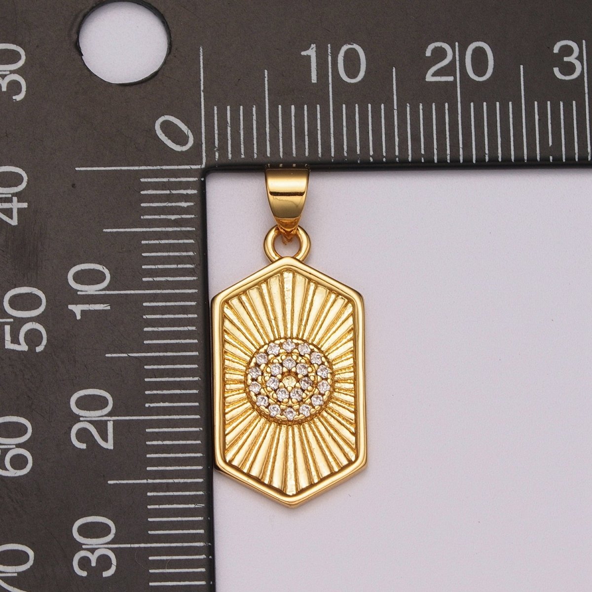 Dainty 14k Gold Filled Hexagon Medallion Pendant Gold Sunburst Charm Necklace Boho Chic Gold Geometric Necklace Celestial Jewelry Charm N-1413 - DLUXCA
