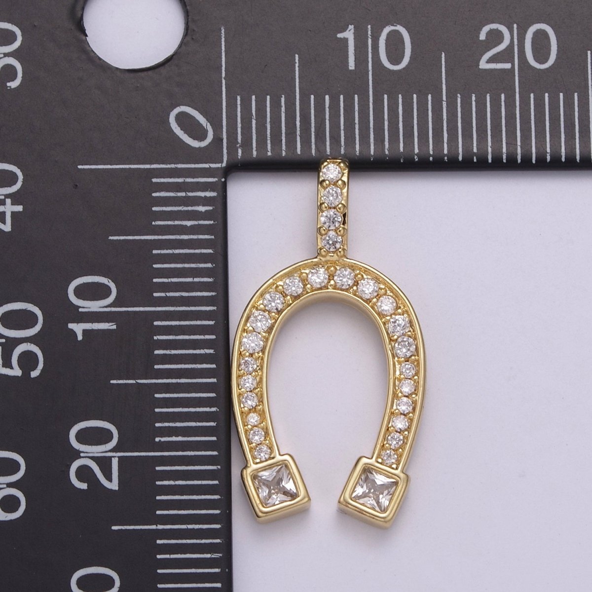 Dainty 14k Gold Filled Horseshoe Charm Lucky Charm Cubic Horse Shoe Pendant N-534 N-535 - DLUXCA