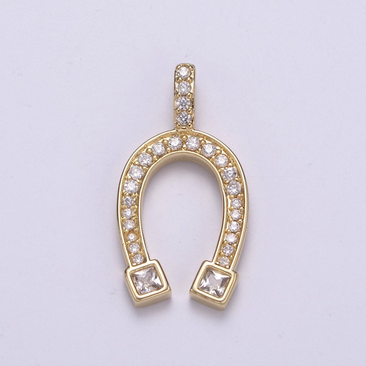 Dainty 14k Gold Filled Horseshoe Charm Lucky Charm Cubic Horse Shoe Pendant N-534 N-535 - DLUXCA